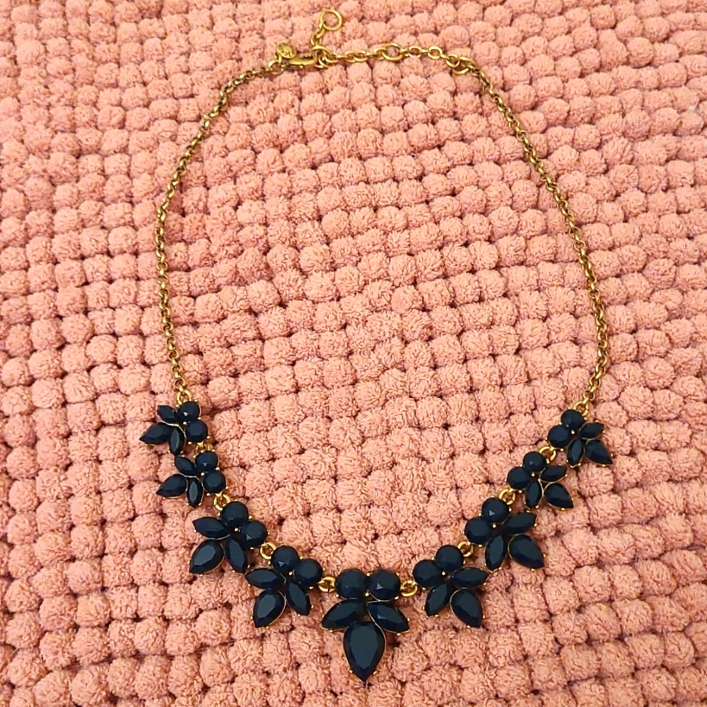 J. CREW ADJUSTABLE JEWELED NECKLACE, NAVY BLUE